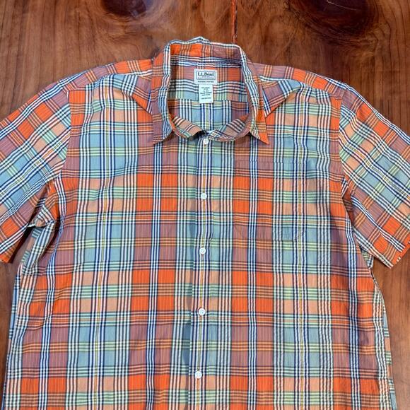 NEW LL Bean Men's Shirt XL Plaid Cotton Button Slightly Fitted Organic S/S RR25 - Picture 2 of 6